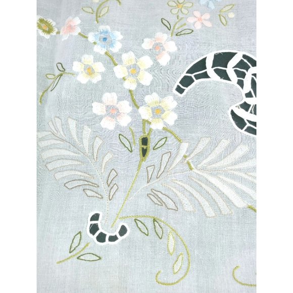 Vintage Tablecloth Napkin Set Embroidered Madeira Style New White Floral Cotton - Picture 5 of 12